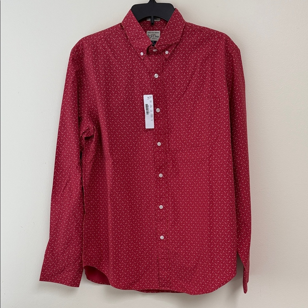 J. Crew Men's Red Casual Button-Down Shirt